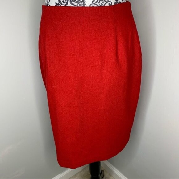 Maggie Lawrence Red Wool Pencil Skirt with slit in the back - Picture 1 of 10